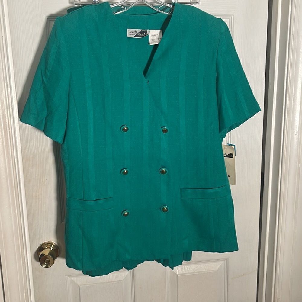 Starshine Sunshine 2PC Green Pleated Skirt Set NWT Vintage - Picture 3 of 7
